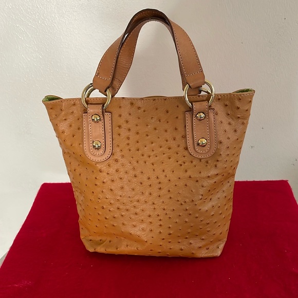 Maurizio Taiuti Genuine Leather Satchel Handbag-Soft Ostrich Pattern-Italy Made - Picture 1 of 7